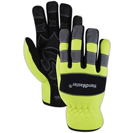 MAGID HandMaster High-Visibility Abrasion-Resistant Mechanics Gloves, 1 Pair, Size 8/Medium (MECH106)