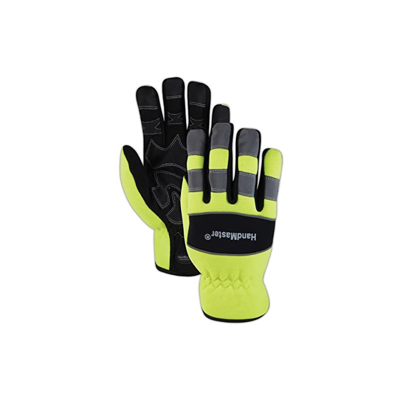 MAGID HandMaster High-Visibility Abrasion-Resistant Mechanics Gloves, 1 Pair, Size 8/Medium