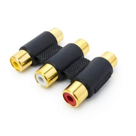 Harrista Gold-Plated RCA AV Coupler – 3 RCA Female to Female Adapter (Red White Yellow) for Analogue Audio & Video