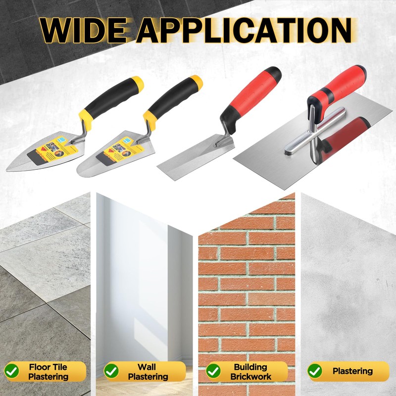 FACULX 4 PCS Masonry Hand Tool Set,For Concrete,Drywall,Tile,and Plastering