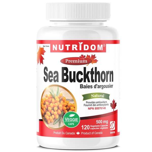 Nutridom Nutridom Sea Buckthorn 500mg, Non-GMO, Vegan, Free of Gluten,