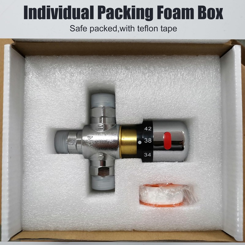 Fyeer 3-Way Thermostatic Mixing Valve, DN15 Temperature Control Bathroom Faucet