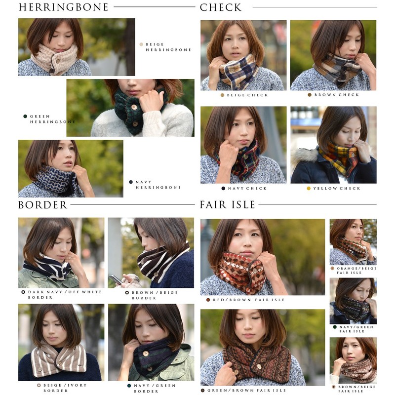 TRIBAL BIG Button Bore Neck Warmer with Front Buttons to