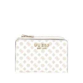 GUESS Arlena Logo Zip Around Card Case White Logo, White, Modern