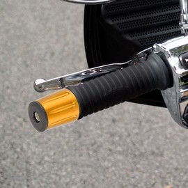 X AUTOHAUX 1 Pair 18mm Motorcycle Handlebar Ends Plug Aluminum Alloy Gold Tone