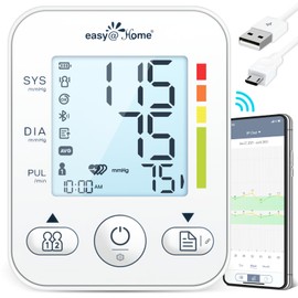 Automatic Arm Blood Pressure Machine: Easy@Home Bluetooth Smart Large Cuff BP Monitor | Digital Sphygmomanometer | iOS & Android APP | EBP08B