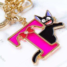 Studio Ghibli Kiki's Delivery Service "STAIN GLASS" INITIAL "T" KEY CHAIN Sent From USA MINT