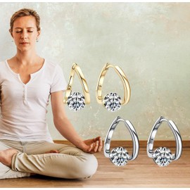 2 Pairs Halolux Lymphvity Germanium Earrings, Halolux Lymphvity Drainage Cubic Zirconia Earrings Lymphati Activity Hoop Earrings for Women Lymphvity Therapy Earring Jewelry (White)