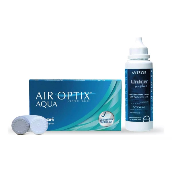 Air Optix Lentes De Contacto Air Optix Aqua + Solución Avizor de 100ml