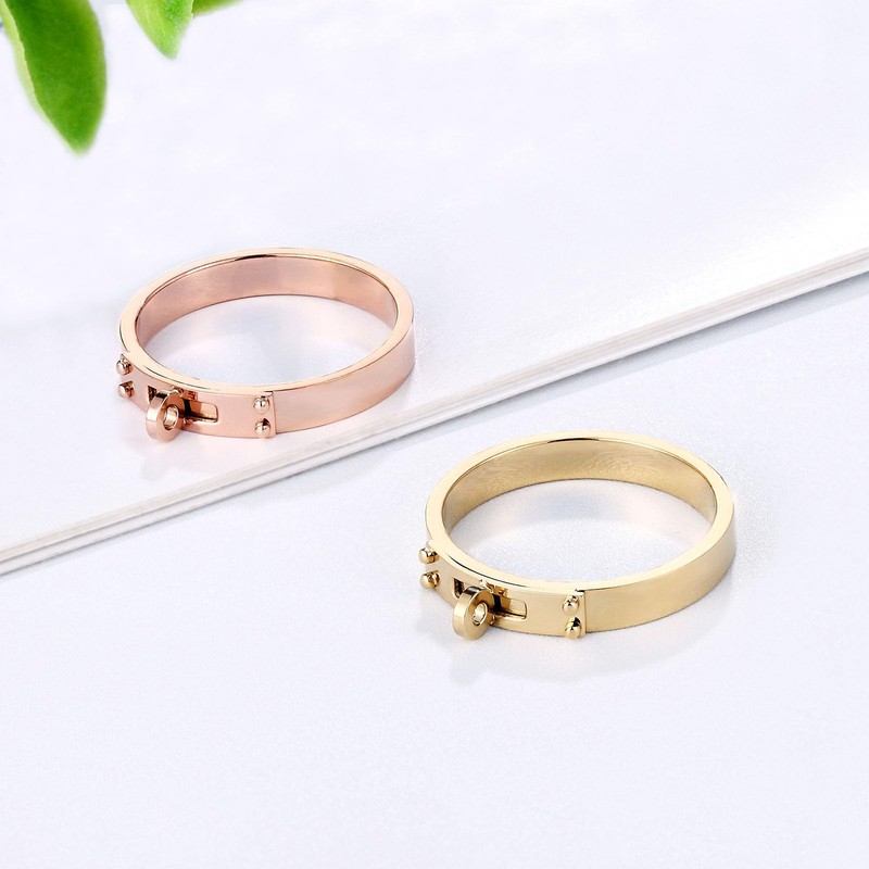 FOMCORT Love Friendship Ring 14K Gold Silver Rose Plated Stainless