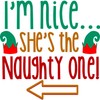 CafePress Im Nice She's Naughty Elf Hat Round 4" MDF