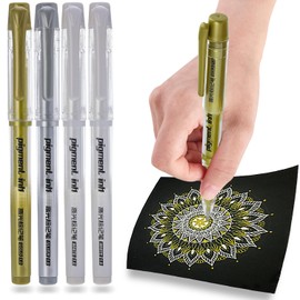 MISULOVE Metallic Gel Pens Set, 1mm Fine Tip - 4 Pack Gold Silver White for Black Paper & Drawing Opaque Ink, Non-Toxic for Card Making, Bullet Journal, Art Projects, Crafts & Gifts