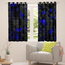 Erosebridal - Cortinas geométricas de 50 % opacas de 38 pulgadas de ancho x 54 pulgadas de largo, color negro, azul marino, azul marino, decoración de habitación de jugadores, cortinas de ventana a