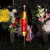 Cemetery Light Candle Holder, Grave Decorations Memorial Lantern with Crosses,