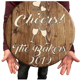 Bar Sign Customizable Cheers Wedding Toast Wedding Sign 18 Inch Bar Sign Customizable for Home Bar Man Cave Signs