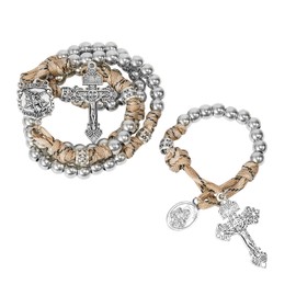 Nazareth Store Paracord Rosaries Set Alloy Beads Rugged Rosary Necklace and One Decade Rosary Strong and Heavy Corded with St.Michael, Zinc, No Gemstone