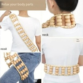 beiyaiey Rope Back Massager - 47.2 Inches Massager Tool for Back, Neck, Legs, Waist, Wooden Massage Roller