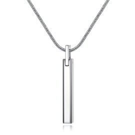 COAI Simple Bar Necklace Tungsten Steel Necklace for Men, Snake Chain Silver Necklace for Men 55cm
