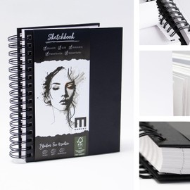 Premium Sketchbook DIN A5 100 Pages, 200 g/m² Paper - Sketchbook Perfect for Artists & Designers or Children - Ideal for Sketches, Drawings & Notes - Robust Hardcover with Ring Binder Binding