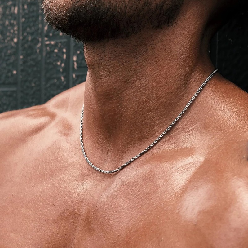 Meeran Sterling Silver Necklace for Men, 925 Silver Chain for