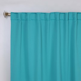 Superior Blackout Curtains, Room Darkening, Bedroom, Drapes, Kitchen, Living Room Window Accents, Sun Blocking, Thermal, 2 Pack, Solid Blackout Back Tab Curtains, Set of 2, 26" x 84", Aqua
