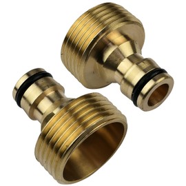 AERZETIX - C47450 - Solder/Set with 2 Male Adapters 1'' - Quick Coupling for Taps - Male Thread - Tap Nose - Accessories/Garden Tools/Plumbing/Irrigation - Brass