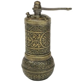 Handmade 4.3'' Pepper Mill Grinder Salt Spice Seed Old Brass Color Turkish Ottoman Vintag