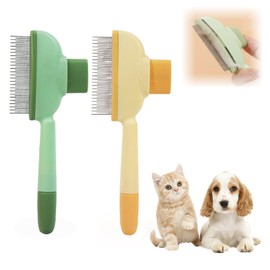 2Pcs Selbstreinigender Katzenkamm - Tiefenreinigung Flohkamm für Katzen, Schönheitspflege Haar Hundekamm, Haustier Fellblitzbürste, Entfernen von Schwimmenden Haaren und Öffnungsknoten Katzenbürste