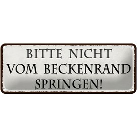 FEMER Tin Sign with German Text 27 x 10 cm Not Jumping from the Beckenrand Decoration