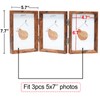 TOFOREVO 5x7 Triple Picture Frame Rustic Brown Wooden Hinged Beveled