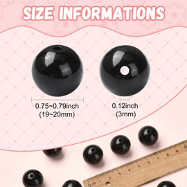 DanLingJewelry 100Pcs Black Acrylic Round Beads 20mm Chunky Bubblegum Beads for Necklace Bracelet Jewelry Making Craft Supplies