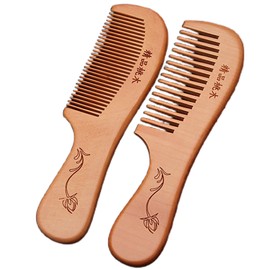 Handmade Wooden Hair Comb for Curly Wide Toothed Wooden Comb, Anti Static and Barrier Free Hand Brushing Beard Hair Suitable for Women, Male Static Natural Wood Sandalwood Comb (2PCS/C)
