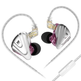 KZ ZSX Earbuds 5BA 1DD Hybrid Drivers HiFi in Ears Monitors Noise Cancelling KZ Earbuds Headphones Comfort Fit IEM Earphones for Gaming/Studio Work/Rehearsals/Live Band(Purple with mic)
