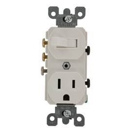 Leviton 1P, 3 Wire, 15 Amp/120 Vac Decora 3-Way Duplex Combination Switch/Receptacle, 5245-W, White