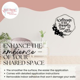 Decal for Round Wood Welcome to Our Happily Ever After - Vinyl Wall Art Sticker - Quotes Wall Decor for Wedding, Bedroom - Vinyl Wall Decal Sayings for Wall Decor - DIY Craft Your Own Wood Sign