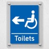 V Safety Disabled Toilets Arrow Left Blue 200 x 300