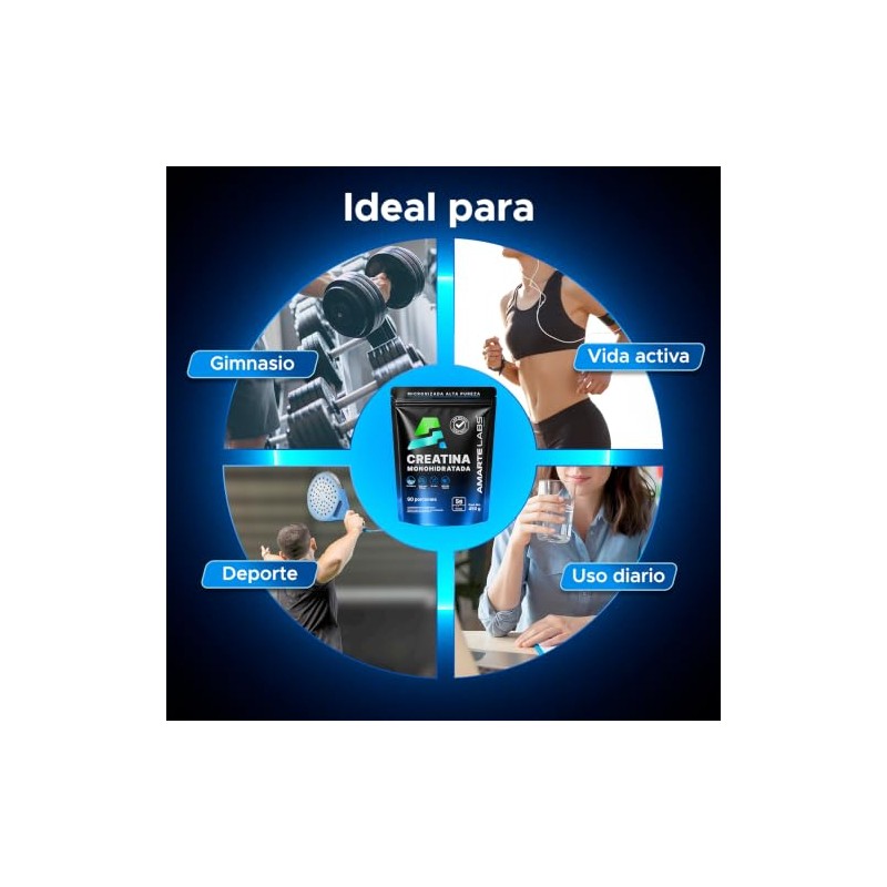 AMARTE LABS | Creatina Monohidratada Micronizada En Polvo 450g 90