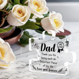 Gifts for Dad, EYLEER Puzzle Acrylic Plaque Ornaments Dad Gifts from Daughter Son Kids Father's Day Dad Gift Ideas Stocking Stuffer Birthday Gifts Presents for Dad Christmas (for Dad)
