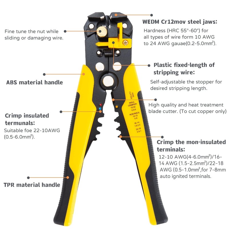Automatic Wire Stripper, 3 in 1 Wire Cutter Crimping Tool