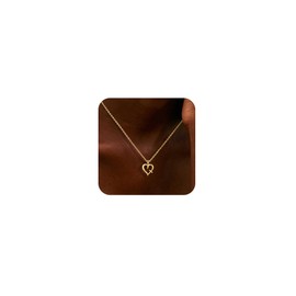 Feskive Gold Necklace for Women 18k Real Gold Silver Plated Heart Necklace Pendant Necklace Dainty Small Rose Cross Heart Necklace Cute Choker Necklace Minimalist Jewelry Necklace Gifts