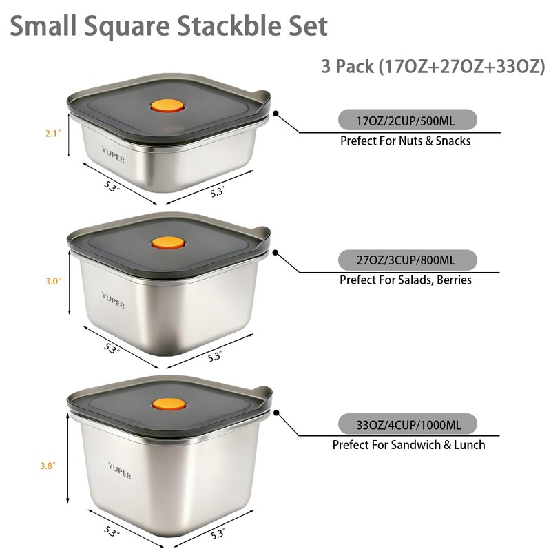 YUPER Stainless Steel Food Containers, Meal Prep Containers, Bacon Cheese