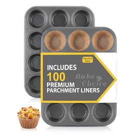 Bake Choice Standard Muffin Mould for 12 Moulds, Contains 100 Muffin Cases