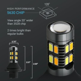 Syneticusa 2 pcs Error Free 3157 Switchback White/Amber DRL Turn Signal LED Bulbs Type 1