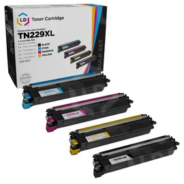 LD Products TN229 Toner Cartridge Replacement Set Compatible with Brother TN229XL TN-229 (Black TN229XLBK, Cyan TN229XLC, Magenta TN229XLM, Yellow TN229XLY, 4-Pack) for MFC-L3780CDW Printer