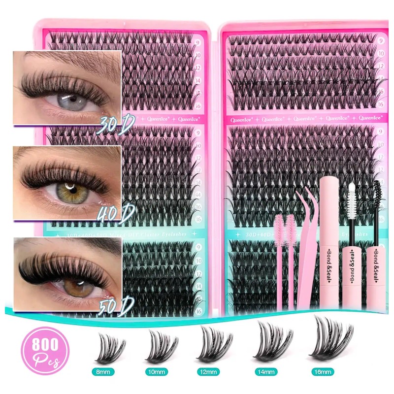 Kit De Extensiones De Pestanas 740pcs C/ Pegamento 30d40d50d