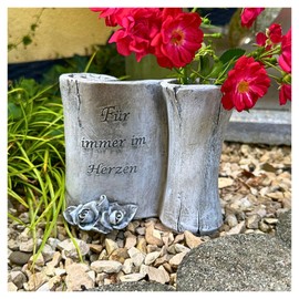 Grave Vase for Grave - Forever in the Heart - Memorial Stone Grave Decoration Grave Decoration