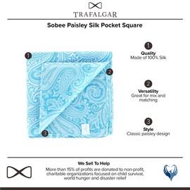 Trafalgar Sobee Paisley - Bolsillo cuadrado de seda, Azul, Talla única