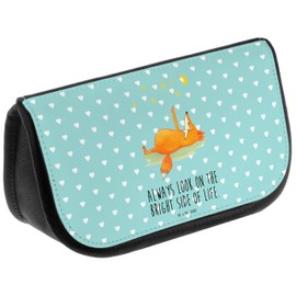 Mr. & Mrs. Panda Cosmetic Bag Fox Stars, turquoise, Hand drawn