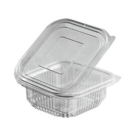 VEPATIM 50 Rectangular Cups Clear with Lid 250 ml (PET)
