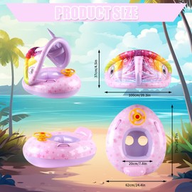 BNWRRCVKE Baby Swimming Ring UPF 50+, Baby Swimming Ring with Removable Sun Canopy, Perfect Swimming Trainer for Children 6 Months to 36 Months